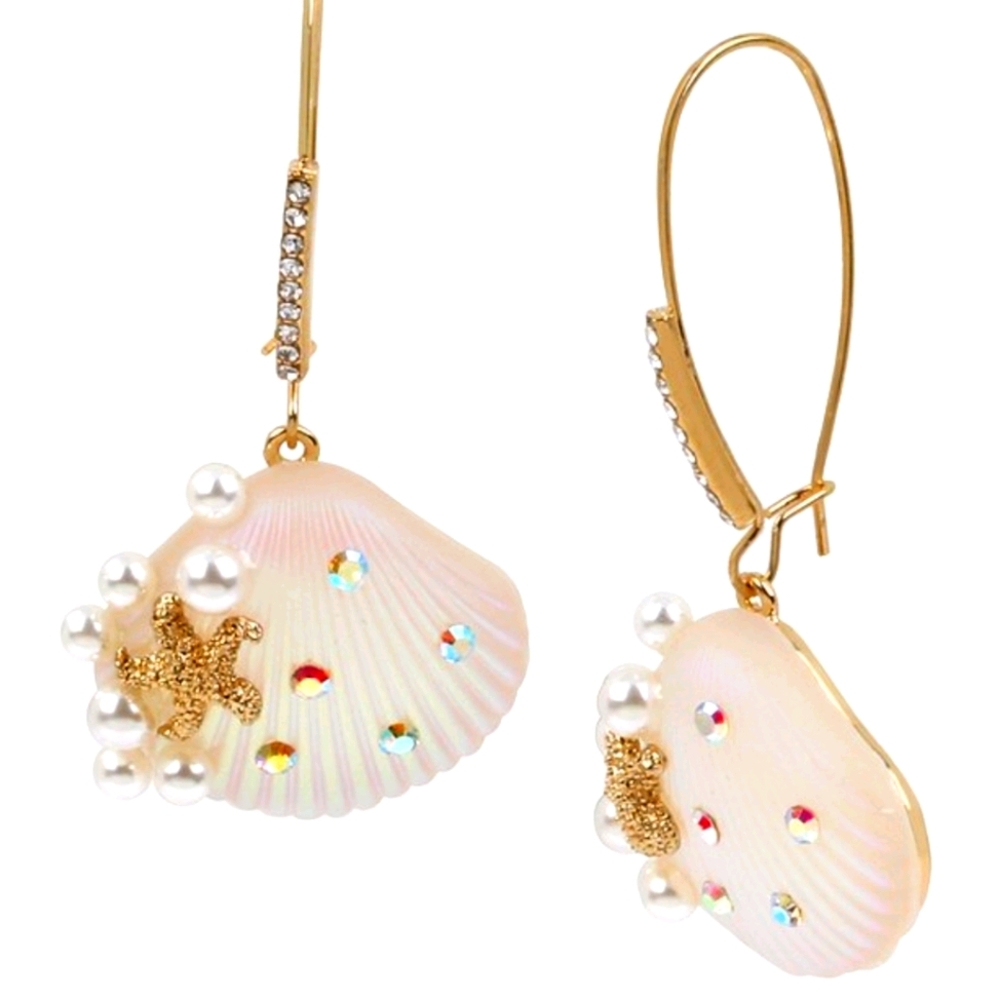 Betsey Johnson Sea Shell Long Drop Earrings